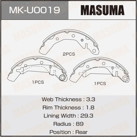 Brake shoes Masuma, MK-U0019