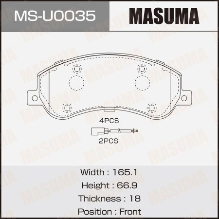 Brake pads Masuma, MS-U0035