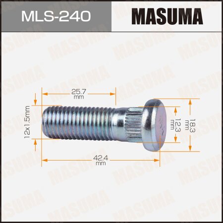 Wheel stud Masuma M12x1.5(R) , MLS-240