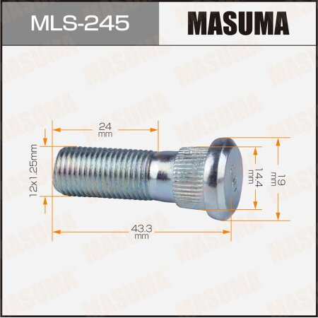 Wheel stud Masuma M12x1.25(R) , MLS-245