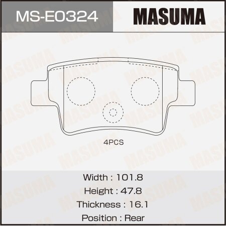 Brake pads Masuma, MS-E0324