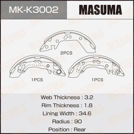 Brake shoes Masuma, MK-K3002