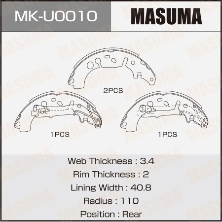 Brake shoes Masuma, MK-U0010