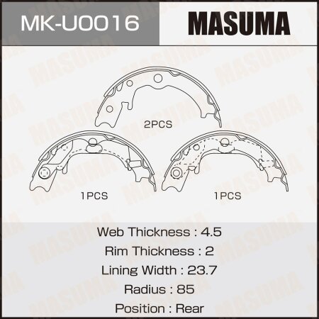 Brake shoes Masuma, MK-U0016