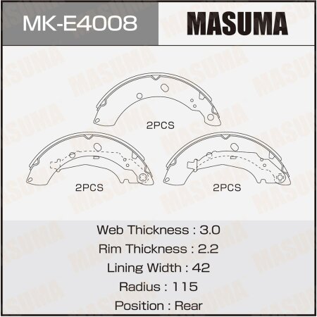 Brake shoes Masuma, MK-E4008