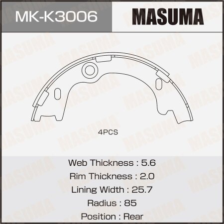 Brake shoes Masuma, MK-K3006