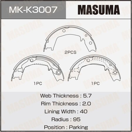Brake shoes Masuma, MK-K3007