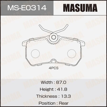 Brake pads Masuma, MS-E0314