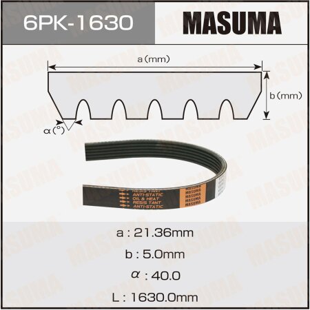 Drive V-Ribbed belt Masuma, 6PK-1630