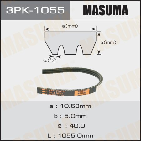 Drive V-Ribbed belt Masuma, 3PK-1055