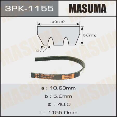 Drive V-Ribbed belt Masuma, 3PK-1155