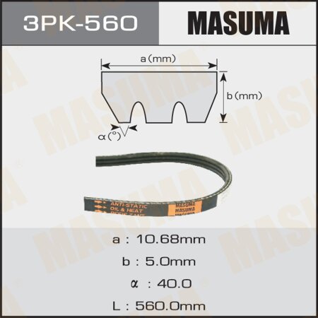 Drive V-Ribbed belt Masuma, 3PK-560