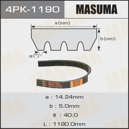 Drive V-Ribbed belt Masuma, 4PK-1190