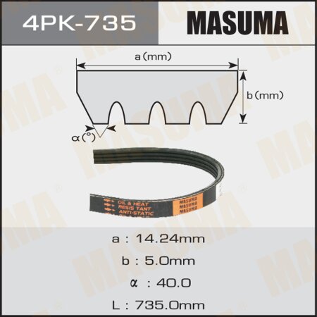 Drive V-Ribbed belt Masuma, 4PK-735