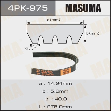 Drive V-Ribbed belt Masuma, 4PK-975