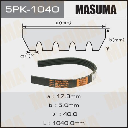 Drive V-Ribbed belt Masuma, 5PK-1040