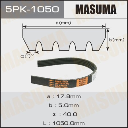 Drive V-Ribbed belt Masuma, 5PK-1050