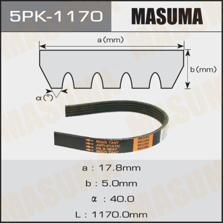 Drive V-Ribbed belt Masuma, 5PK-1170