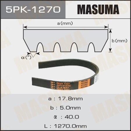 Drive V-Ribbed belt Masuma, 5PK-1270