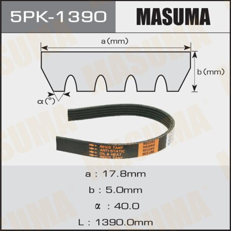 Drive V-Ribbed belt Masuma, 5PK-1390