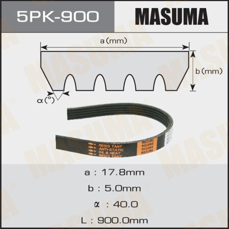 Drive V-Ribbed belt Masuma, 5PK-900