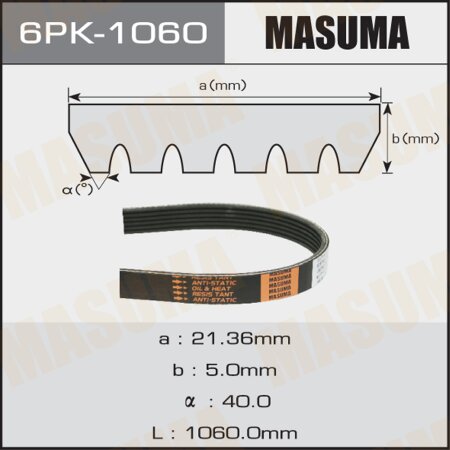 Drive V-Ribbed belt Masuma, 6PK-1060