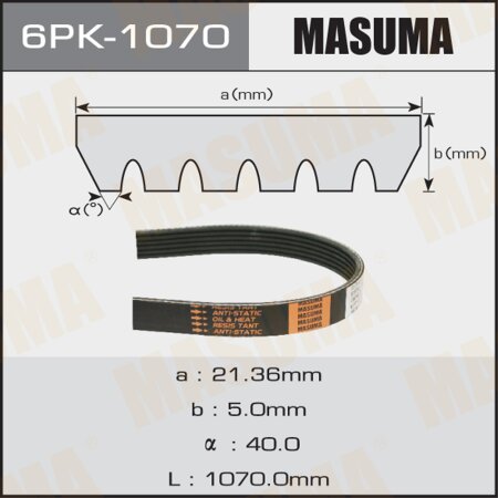 Drive V-Ribbed belt Masuma, 6PK-1070