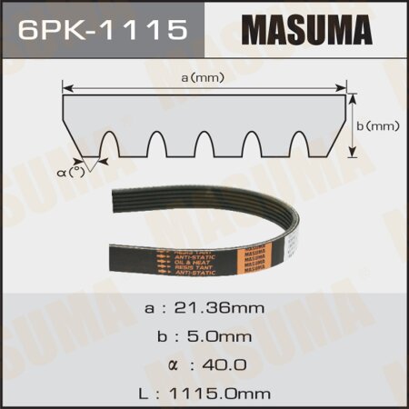 Drive V-Ribbed belt Masuma, 6PK-1115