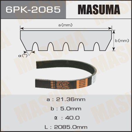 Drive V-Ribbed belt Masuma, 6PK-2085