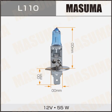 Hi-temp bulb Masuma BLUE SKYGLOW H1 12V 55W (4200K), L110