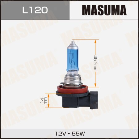 Hi-temp bulb Masuma BLUE SKYGLOW H11 12v 55W (4200K), L120