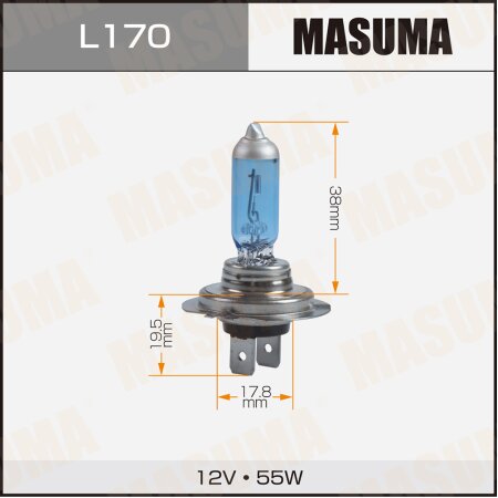 Hi-temp bulb Masuma BLUE SKYGLOW H7 12v 55W (4200K), L170