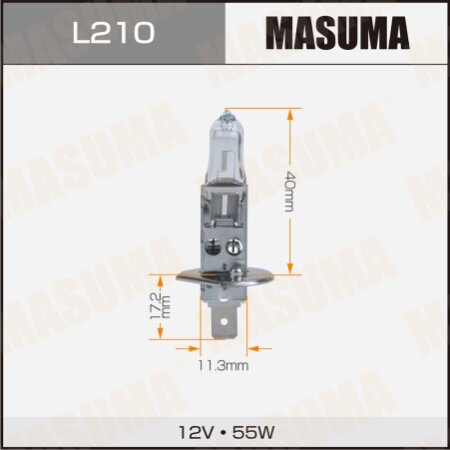 Halogen headlight bulb Masuma CLEARGLOW H1 12v 55W (3000K), L210