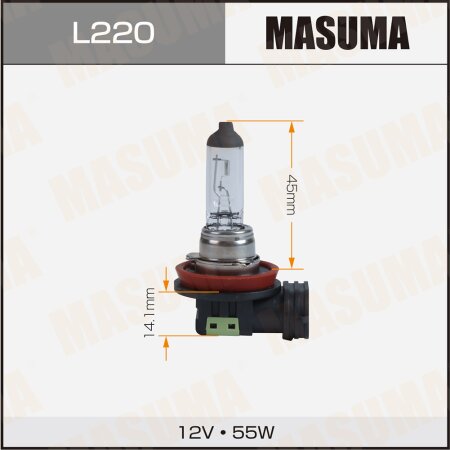 Halogen headlight bulb Masuma CLEARGLOW H11 12v 55W (3200K), L220