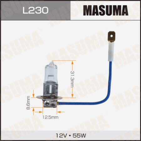 Halogen headlight bulb Masuma CLEARGLOW H3 12v 55W (3000K), L230