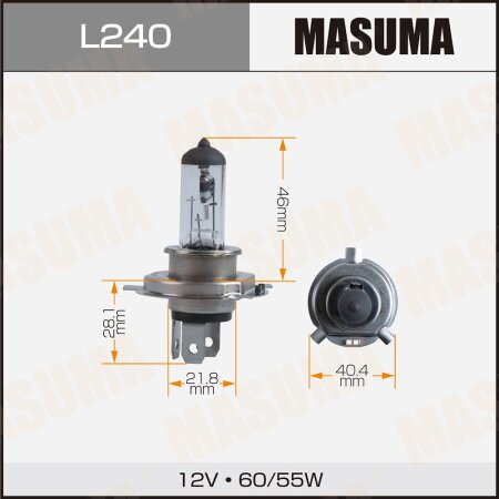 Halogen headlight bulb Masuma CLEARGLOW H4 12v 60/55W (3000K), L240
