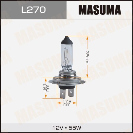 Halogen headlight bulb Masuma CLEARGLOW H7 12v 55W (3000K), L270