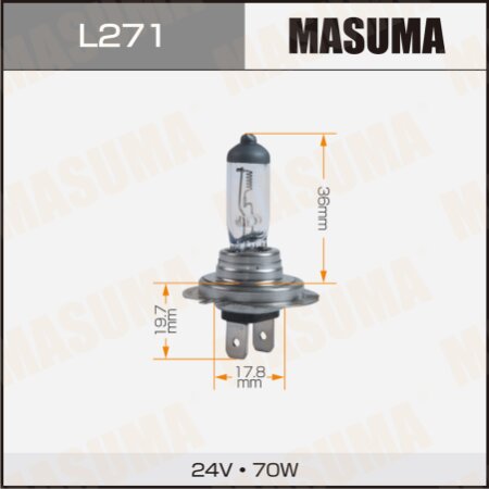 Halogen headlight bulb Masuma CLEARGLOW H7 24v 70W (3000K), L271