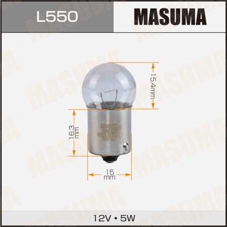 Bulb Masuma R5W (BA15s, G18) 12V 5W single pin, L550