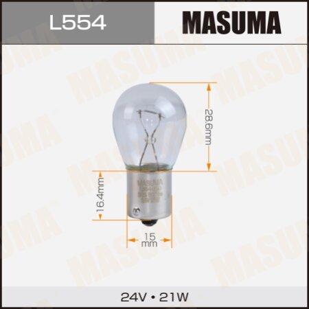 Bulb Masuma P21W (BA15s, S25) 24V 21W single pin, L554