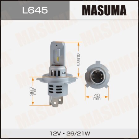 LED bulb Masuma, H4 26/21W 6000K 4000Lm/5000Lm  P43T, L645