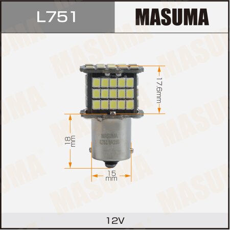Bulbs Masuma, P21W (BA15s, S25) 12V 21W (LED) single pin, L751