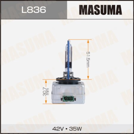 HID xenon bulb Masuma COOL WHITE GRADE D3R PK32d-6 42V 35W 6000K, L836