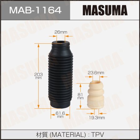 Dust cover with bump stop for Masuma shock absorber (rubber), MAB-1164