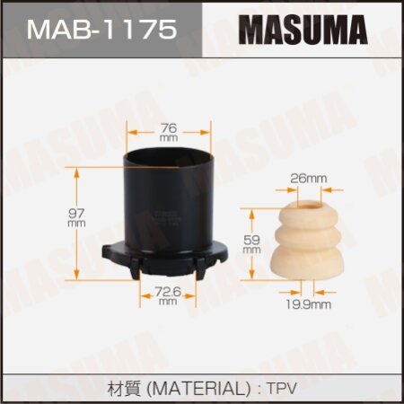 Dust cover with bump stop for Masuma shock absorber, MAB-1175