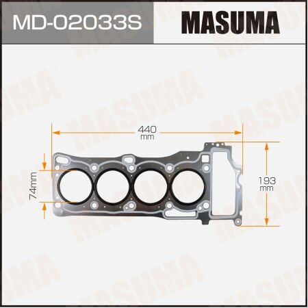 2-layer head gasket (metal-elastomer) Masuma, thickness 0,50mm, MD-02033S