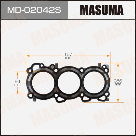 3-layer head gasket (metal-elastomer) Masuma, thickness 1,60mm, MD-02042S