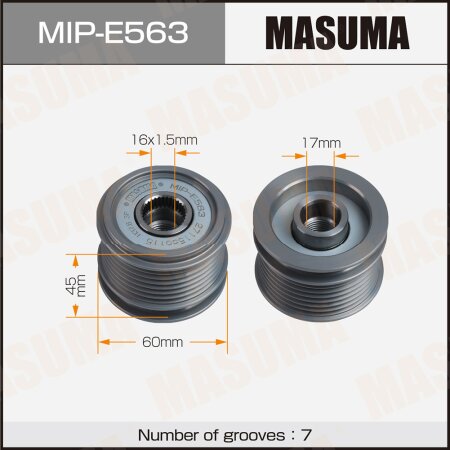 Generator overrunning clutch Masuma, MIP-E563