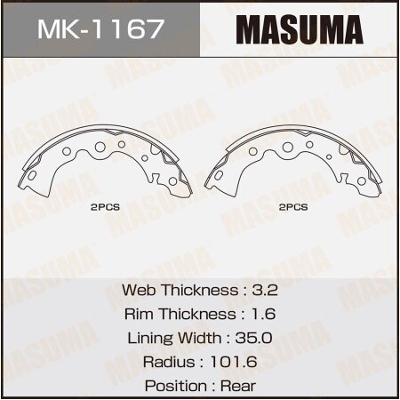 Brake shoes Masuma, MK-1167