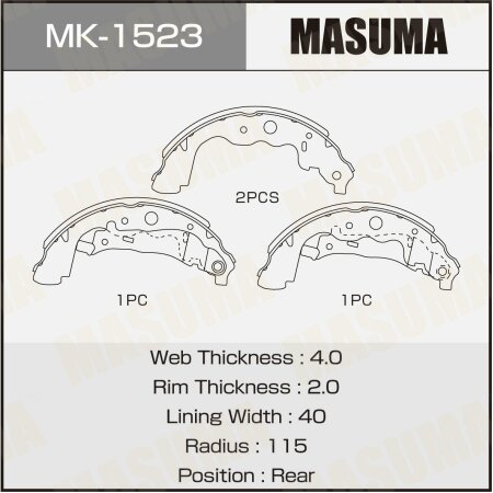 Brake shoes Masuma, MK-1523